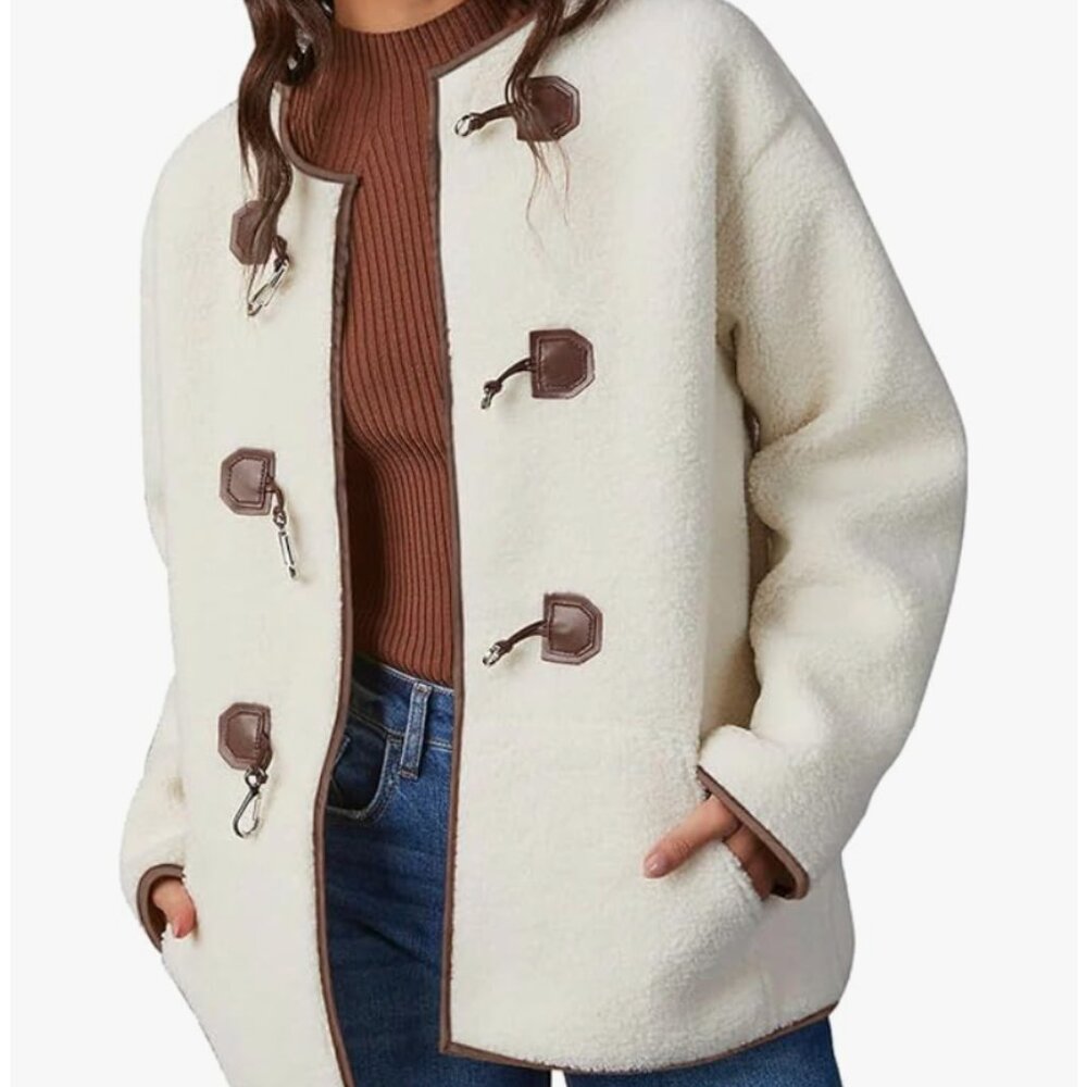 Dakotoo Womens Oversized Faux Shearling Sherpa‎ Jacket Sz XL